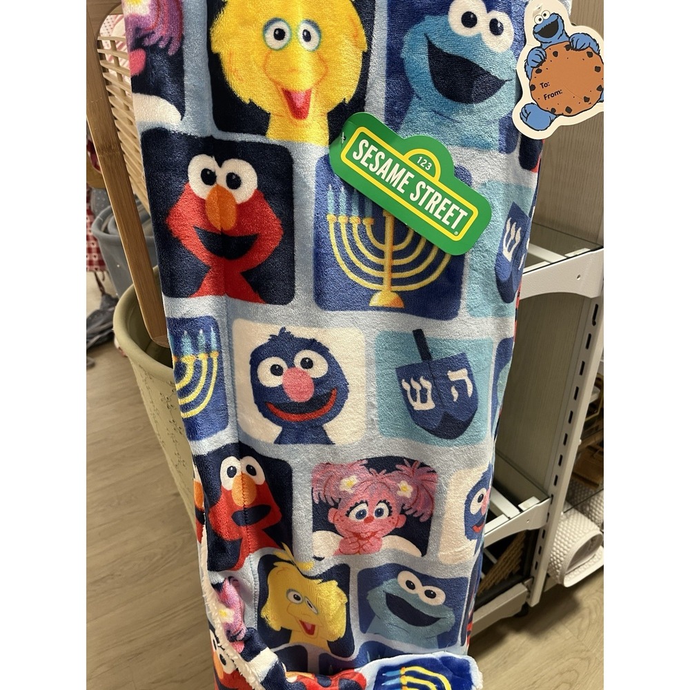 Hanukkah Sesame Street Blanket Elmo Cookie Monster 50"x70" Decorative Throw